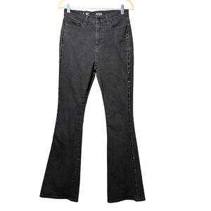 a.n.a High Rise Flare Jeans Black Stretch Denim Sequin Side Stripe Sz 6